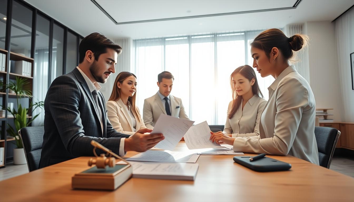 Family reviewing legal documents